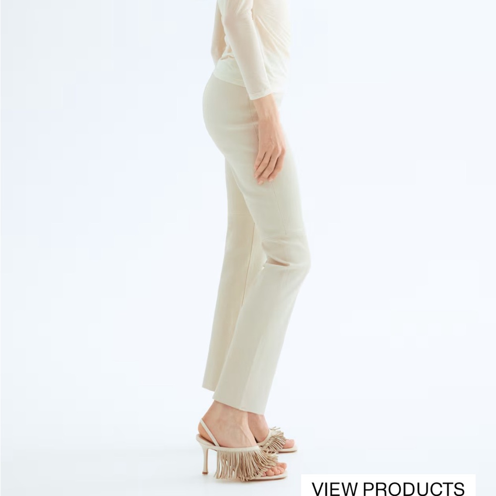 H&M Leather Pants Cream High-Waisted Pants size 14